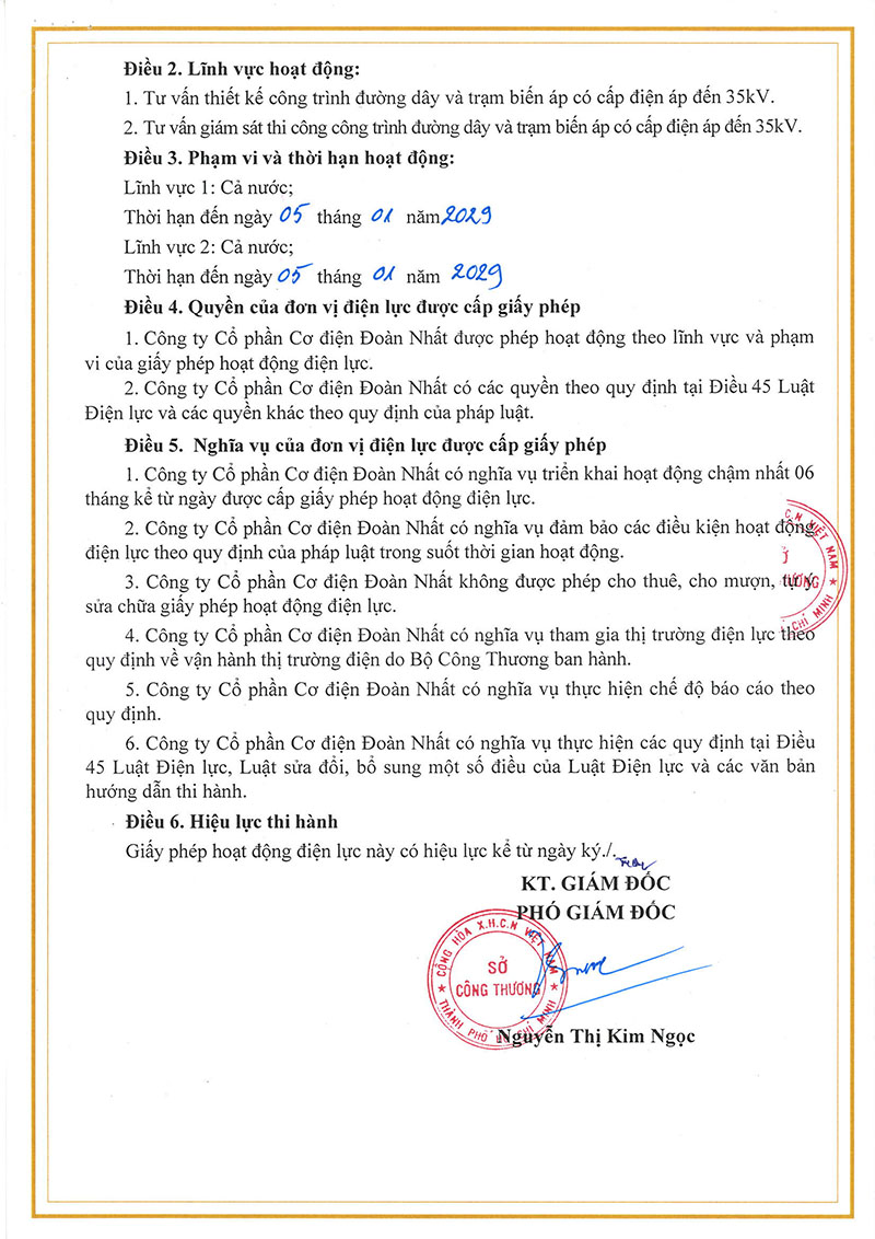 Giấy phép hoạt động điện lực